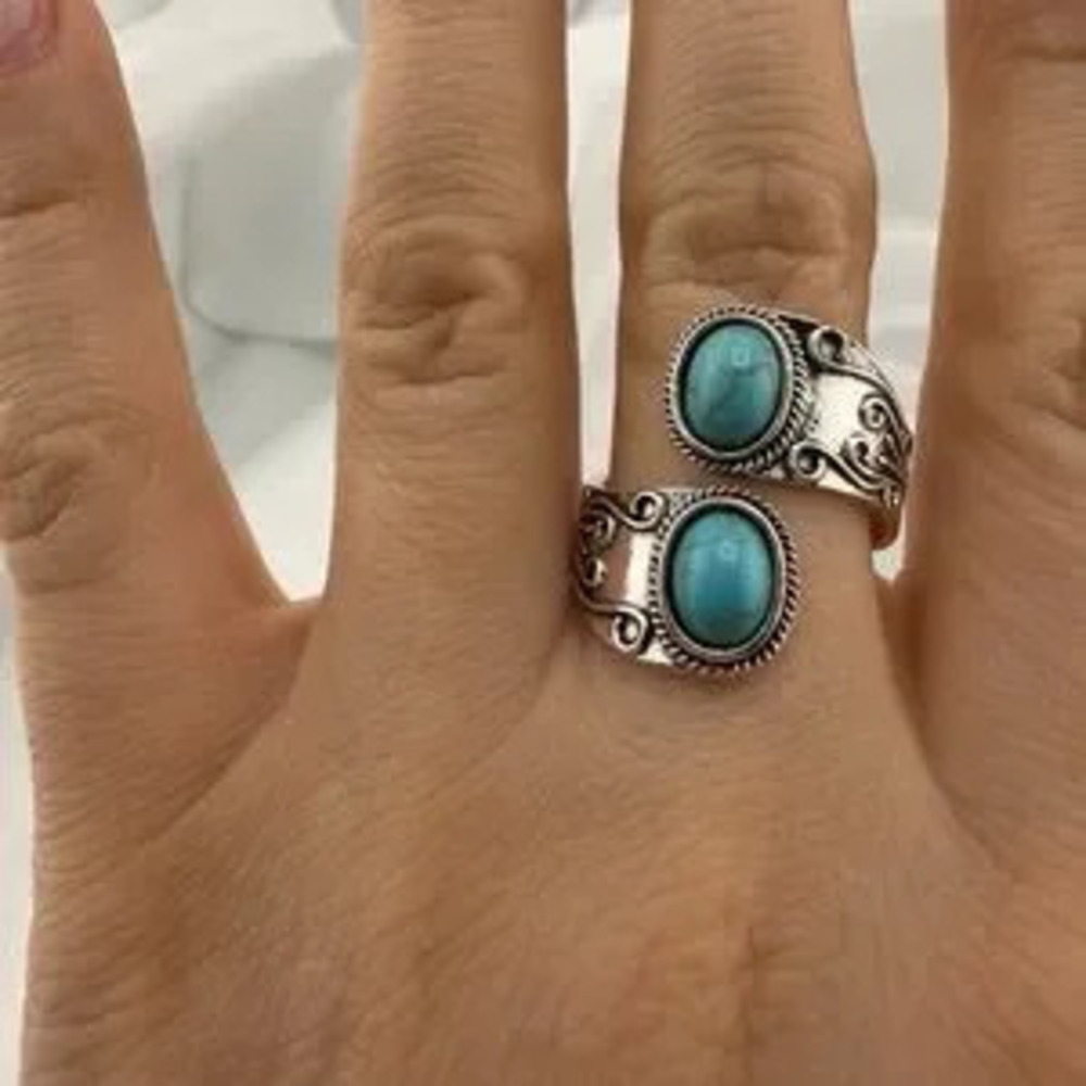 New! Turquoise and Silver Adjustable Ring